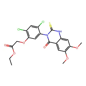 ethyl 2-{2,4-dichloro-5-[6,7-dimethoxy-4-oxo-2-sulfanyl-3(4H)-quinazolinyl]phenoxy}acetate structure