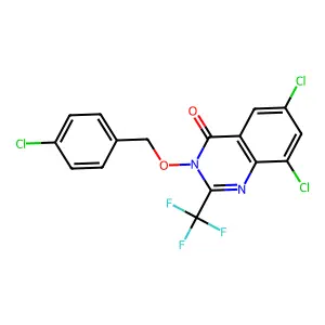 6,8-Dichloro-3-[(4-chlorophenyl)methoxy]-2-(trifluoromethyl)quinazolin-4-one structure