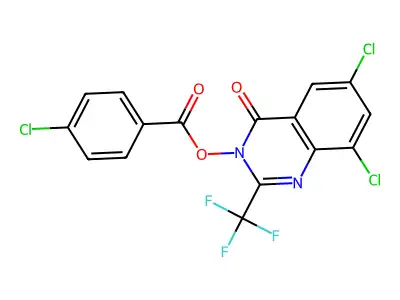 6,8-dichloro-3-[(4-chlorobenzoyl)oxy]-2-(trifluoromethyl)-4(3H)-quinazolinone structure