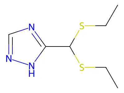 ethyl (ethylsulfanyl)(1H-1,2,4-triazol-3-yl)methyl sulfide structure