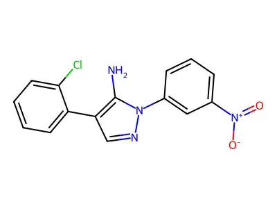 4-(2-chlorophenyl)-1-(3-nitrophenyl)-1H-pyrazol-5-amine structure