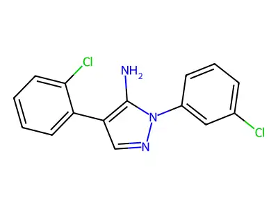 4-(2-chlorophenyl)-1-(3-chlorophenyl)-1H-pyrazol-5-amine structure