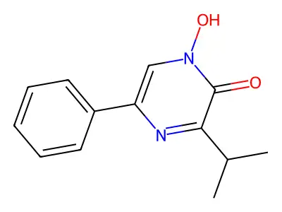 1-hydroxy-3-isopropyl-5-phenyl-2(1H)-pyrazinone structure