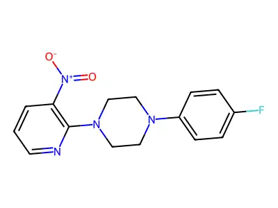 1-(4-Fluorophenyl)-4-(3-nitro-2-pyridinyl)piperazine structure