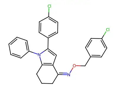 2-(4-chlorophenyl)-N-[(4-chlorophenyl)methoxy]-1-phenyl-6,7-dihydro-5H-indol-4-imine structure