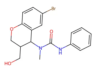 N-[6-bromo-3-(hydroxymethyl)-3,4-dihydro-2H-chromen-4-yl]-N-methyl-N'-phenylurea structure
