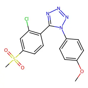5-[2-chloro-4-(methylsulfonyl)phenyl]-1-(4-methoxyphenyl)-1H-1,2,3,4-tetraazole structure