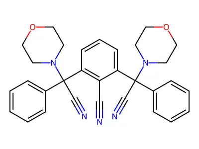 2,6-Bis[cyano(morpholino)phenylmethyl]benzenecarbonitrile structure