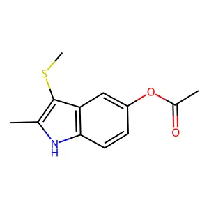 (2-methyl-3-methylsulfanyl-1H-indol-5-yl) acetate structure