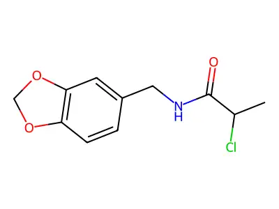N-(1,3-benzodioxol-5-ylmethyl)-2-chloropropanamide structure