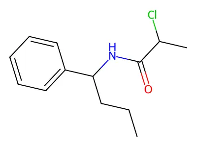 2-chloro-N-(1-phenylbutyl)propanamide structure