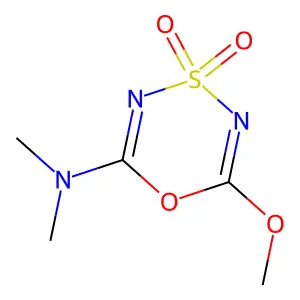 6-methoxy-N,N-dimethyl-4,4-dioxo-1,4,3,5-oxathiadiazin-2-amine structure
