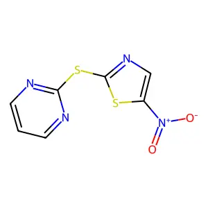 Pyrimidine, 2-((5-nitro-2-thiazolyl)thio)- structure