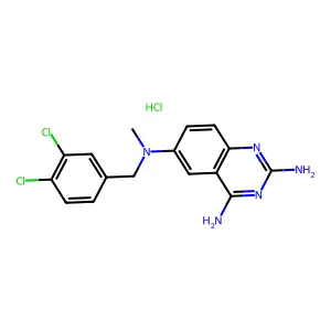 2,4-Diamino-6-((3,4-dichlorobenzyl)methylamino)quinazoline hydrochloride hemihydrate structure