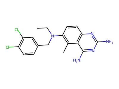 6-N-[(3,4-dichlorophenyl)methyl]-6-N-ethyl-5-methylquinazoline-2,4,6-triamine structure