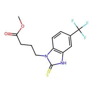 methyl 4-[2-sulfanyl-5-(trifluoromethyl)-1H-1,3-benzimidazol-1-yl]butanoate structure