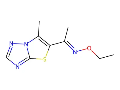N-ethoxy-1-(6-methyl-[1,3]thiazolo[3,2-b][1,2,4]triazol-5-yl)ethanimine structure
