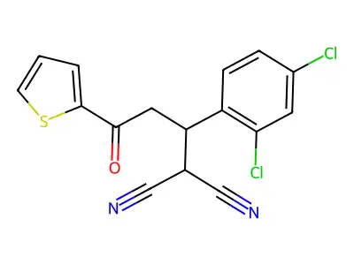[1-(2,4-Dichlorophenyl)-3-oxo-3-(thiophen-2-yl)propyl]propanedinitrile structure