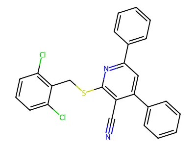 2-((2,6-Dichlorobenzyl)thio)-4,6-diphenylnicotinonitrile structure