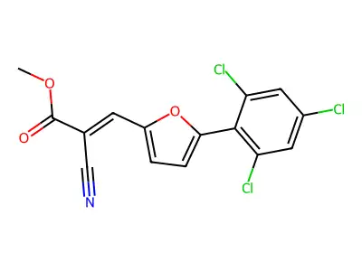 methyl (2E)-2-cyano-3-[5-(2,4,6-trichlorophenyl)furan-2-yl]prop-2-enoate structure