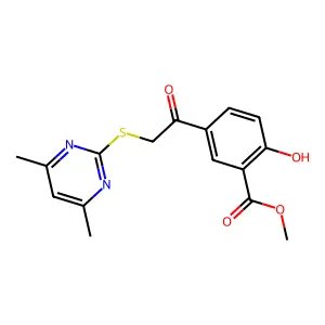 Methyl 5-[2-(4,6-dimethylpyrimidin-2-ylthio)acetyl]-2-hydroxybenzoate structure