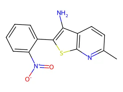 3-Amino-2-{2-nitrophenyl}-6-methylthieno[2,3-b]pyridine structure