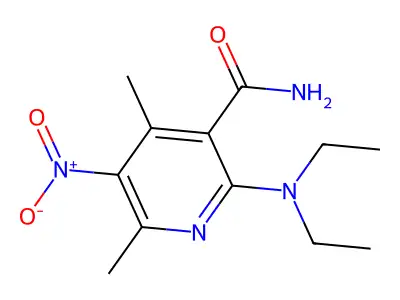 2-(Diethylamino)-4,6-dimethyl-5-nitropyridine-3-carboxamide structure