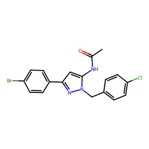 N-[3-(4-bromophenyl)-1-(4-chlorobenzyl)-1H-pyrazol-5-yl]acetamide structure