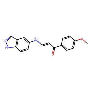 3-(1H-indazol-5-ylamino)-1-(4-methoxyphenyl)prop-2-en-1-one structure