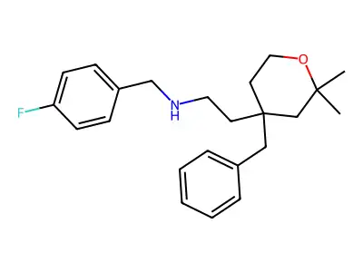 2-(4-benzyl-2,2-dimethyloxan-4-yl)-N-[(4-fluorophenyl)methyl]ethanamine structure