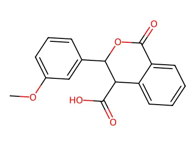 3-(3-methoxyphenyl)-1-oxo-3,4-dihydro-1H-isochromene-4-carboxylic acid structure
