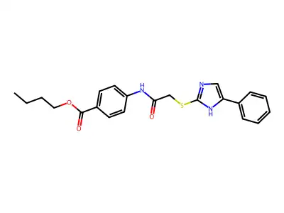 butyl 4-({[(4-phenyl-1H-imidazol-2-yl)sulfanyl]acetyl}amino)benzoate structure