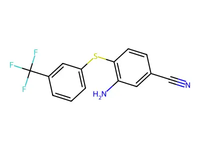 3-Amino-4-{[3-(trifluoromethyl)phenyl]-sulfanyl}benzenecarbonitrile structure