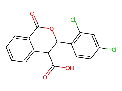 3-(2,4-dichlorophenyl)-1-oxo-3,4-dihydro-1H-isochromene-4-carboxylic acid structure