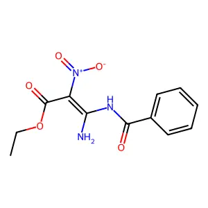 Ethyl 3-amino-2-nitro-3-(phenylformamido)prop-2-enoate structure