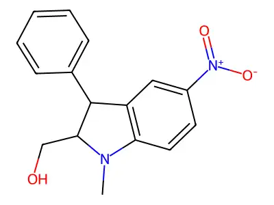 (1-Methyl-5-nitro-3-phenyl-2,3-dihydro-1H-indol-2-YL)methanol structure