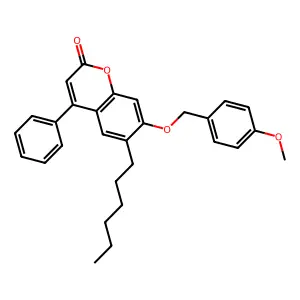6-hexyl-7-[(4-methoxybenzyl)oxy]-4-phenyl-2H-chromen-2-one structure