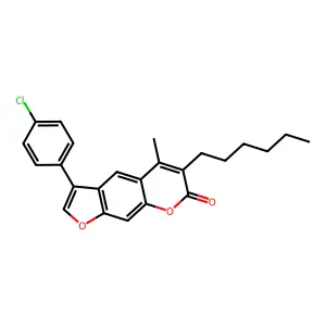 3-(4-chlorophenyl)-6-hexyl-5-methyl-7H-furo[3,2-g]chromen-7-one structure