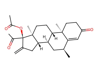 Pregn-4-ene-3,20-dione, 17-hydroxy-6-alpha-methyl-16-methylene-, acetate structure