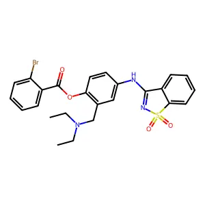2-[(diethylamino)methyl]-4-[(1,1-dioxido-1,2-benzothiazol-3-yl)amino]phenyl 2-bromobenzoate structure