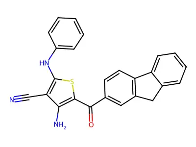 4-amino-2-anilino-5-(9H-fluorene-2-carbonyl)thiophene-3-carbonitrile structure