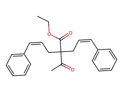 Ethyl 2-acetyl-5-phenyl-2-(3-phenylprop-2-enyl)pent-4-enoate structure