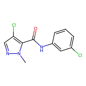 4-chloro-N-(3-chlorophenyl)-1-methyl-1H-pyrazole-5-carboxamide structure