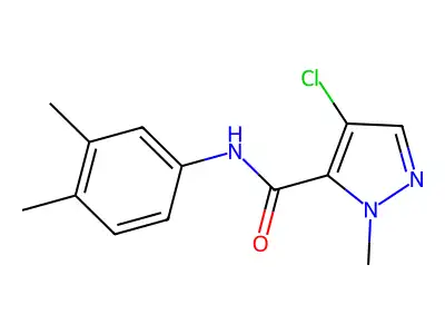 4-chloro-N-(3,4-dimethylphenyl)-1-methyl-1H-pyrazole-5-carboxamide structure