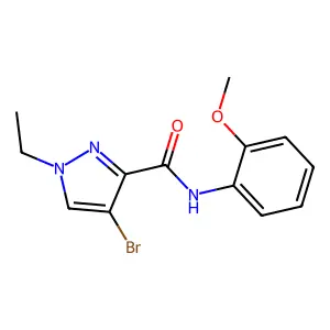 4-bromo-1-ethyl-N-(2-methoxyphenyl)-1H-pyrazole-3-carboxamide structure
