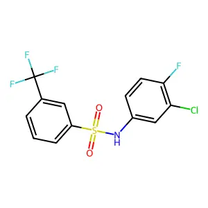 N-(3-chloro-4-fluorophenyl)-3-(trifluoromethyl)benzenesulfonamide structure