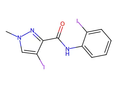 4-iodo-N-(2-iodophenyl)-1-methylpyrazole-3-carboxamide structure