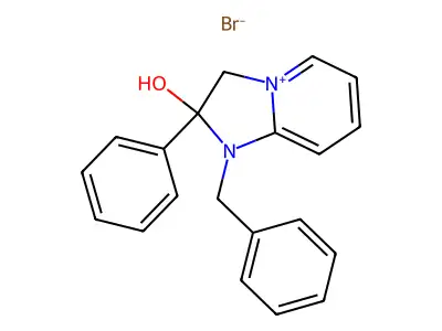 1-Benzyl-2-hydroxy-2-phenyl-2,3-dihydroimidazo[1,2-a]pyridin-1-ium bromide structure