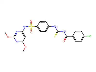 4-chloro-N-({4-[(2,6-dimethoxypyrimidin-4-yl)sulfamoyl]phenyl}carbamothioyl)benzamide structure