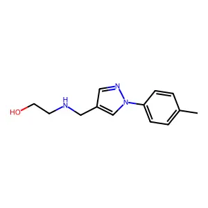 2-({[1-(4-methylphenyl)-1H-pyrazol-4-yl]methyl}amino)ethanol structure
